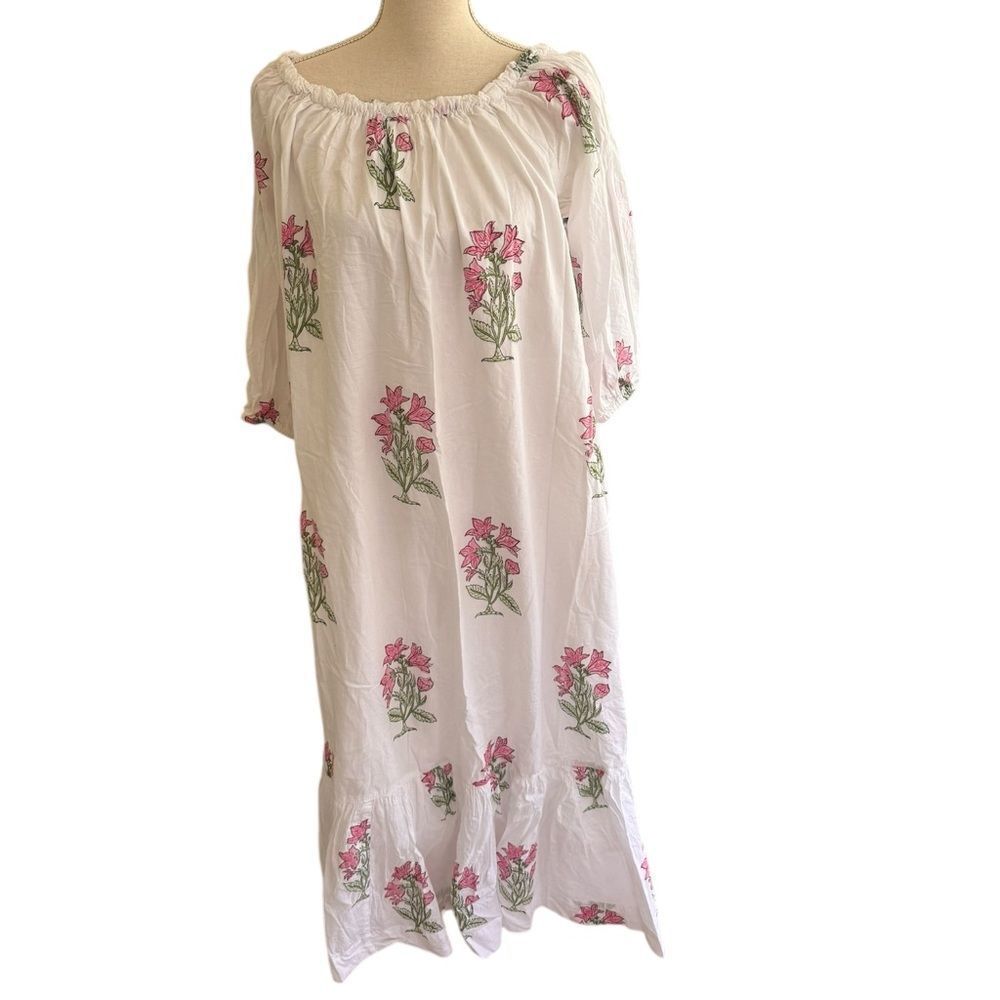 Madison Mathews Cosette Maxi Dress in white pink floral One size